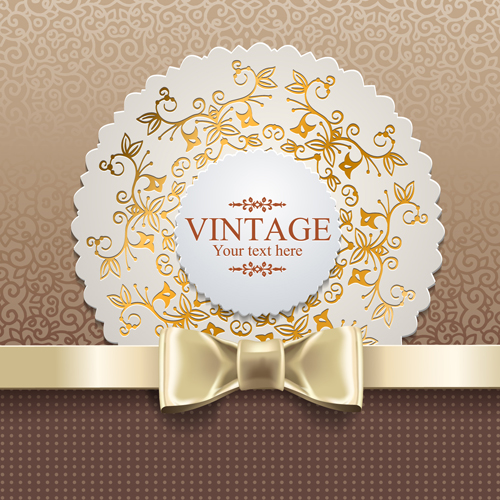 Exquisite lace vintage cards vector set 03