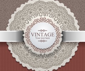 Exquisite lace vintage cards vector set 04