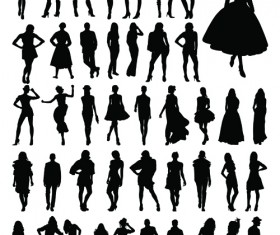 Fashion woman silhouettes vector material