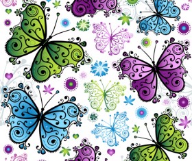 Floral butterflies seamless pattern vector set 01