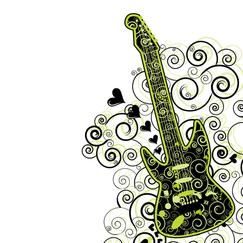 Floral guitar creative vector
