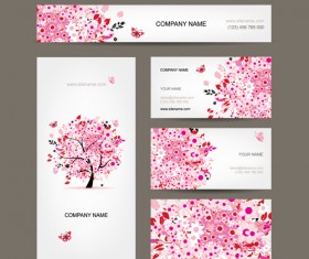 Floral tree business card design vector