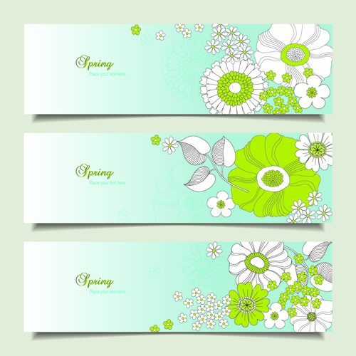 Flower spring banner vector material