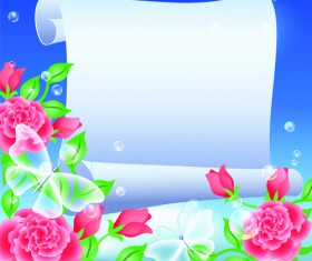 Flower with paper dream background vector 01
