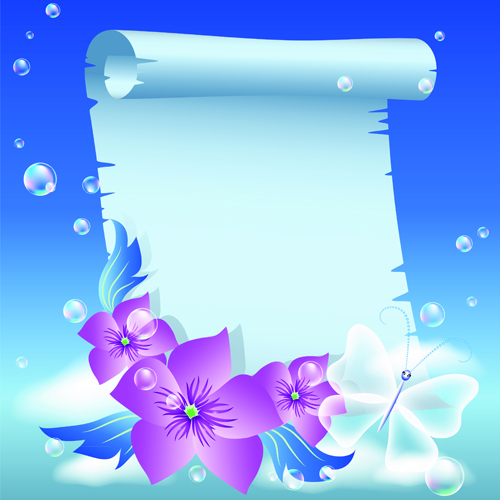 Flower with paper dream background vector 02