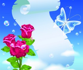 Flower with paper dream background vector 03