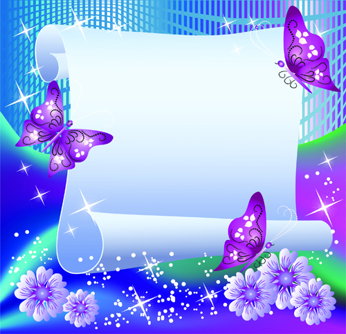 Flower with paper dream background vector 04
