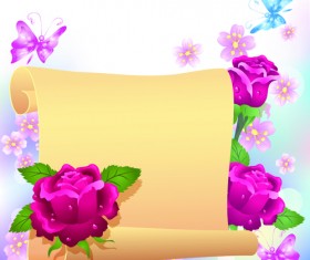 Flower with paper dream background vector 05