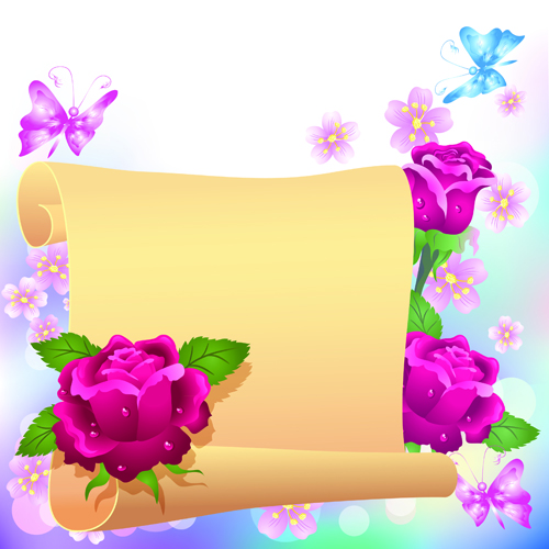 Flower with paper dream background vector 05