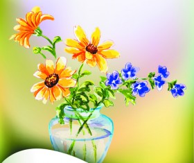 Hand drawn watercolor flower background 02