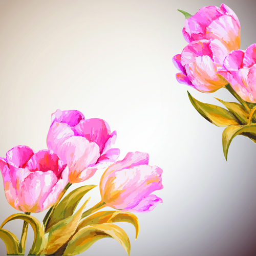 Hand drawn watercolor flower background 03