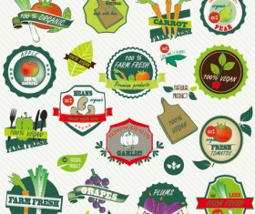 Fresh vegetables labels design vector