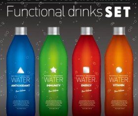 Functional drinks bottle vector set