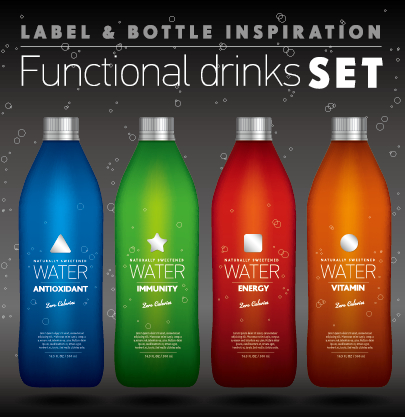 Functional drinks bottle vector set