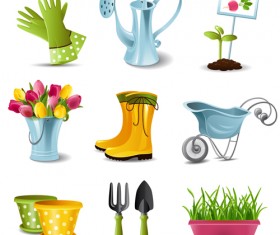 Vector set of Gardening Tool graphic 04 free download