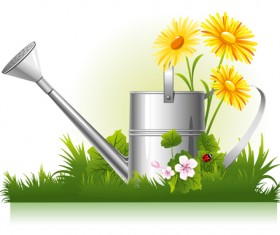 Garden watering design vector graphics 01