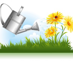 Garden watering design vector graphics 02
