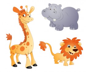 Giraffes elephants and lions icons vector and photoshop brushes