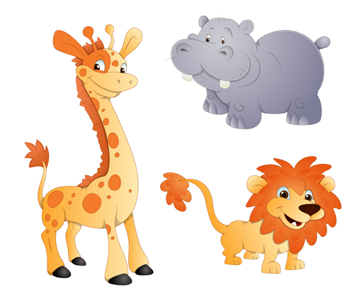 Giraffes elephants and lions icons vector and photoshop brushes