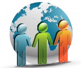 Globe with people vector graphic