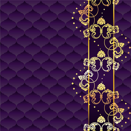 Download Golden Floral With Purple Textures Background Vector Free Download