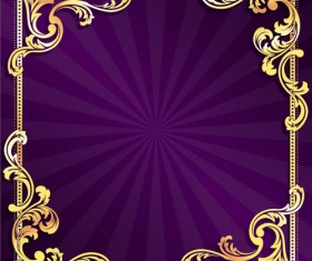 Golden frame with purple background vector 01