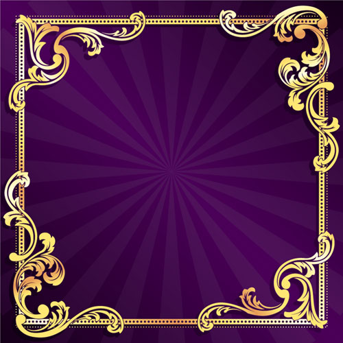 Golden frame with purple background vector 01