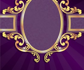 Golden frame with purple background vector 02