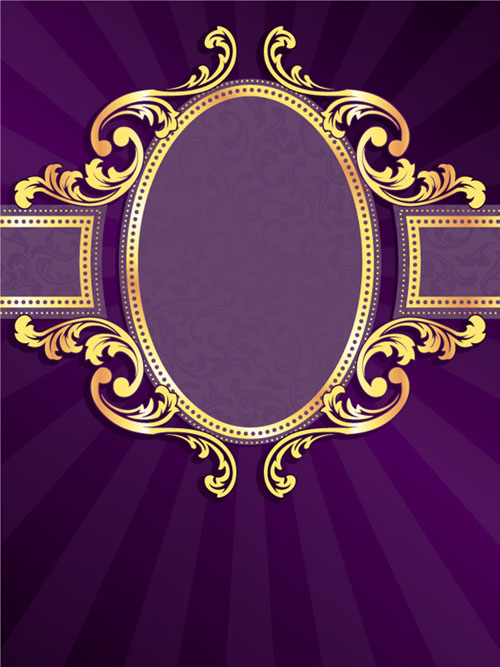 Golden frame with purple background vector 02
