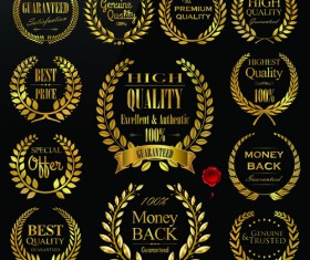 Golden wreaths sale labels vector 01