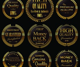 Golden wreaths sale labels vector 02