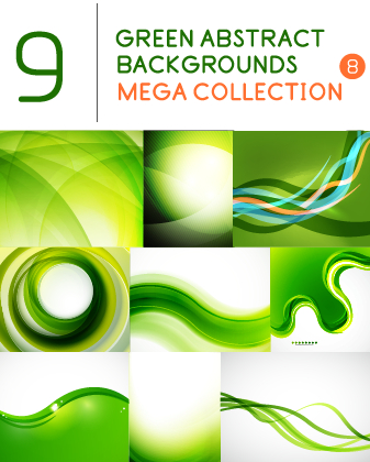 Green abstract background art vector set 01