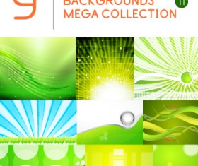 Green abstract background art vector set 02