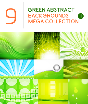 Green abstract background art vector set 02
