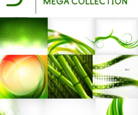 Green abstract background art vector set 03
