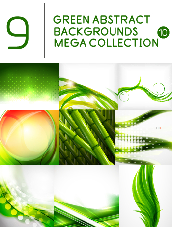 Green abstract background art vector set 03