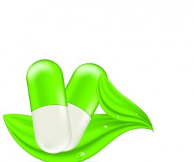 Green medical capsule design vector 03