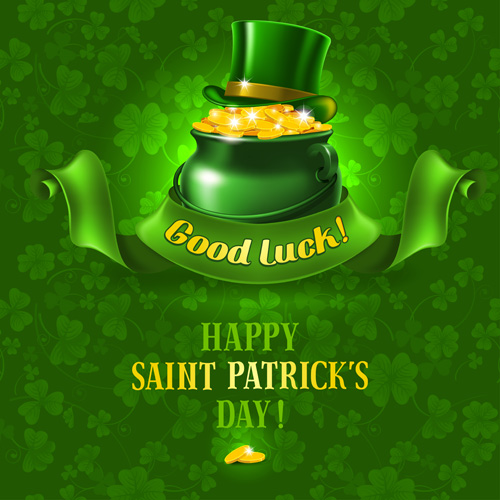 Green saint patrick day background vector 03