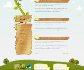 Green tree and wood style psd website template