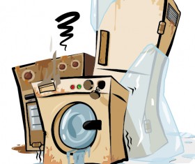Grunge household appliances design vector graphics 01