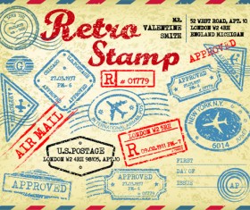 Grunge travel stamps vector graphics 01