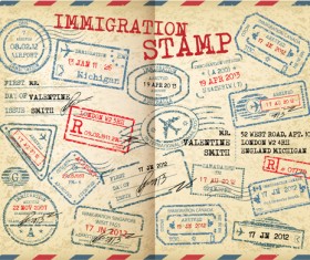 Grunge travel stamps vector graphics 02