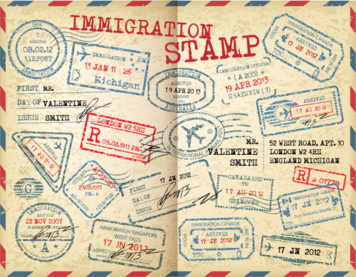 Grunge travel stamps vector graphics 02