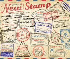 Grunge travel stamps vector graphics 03