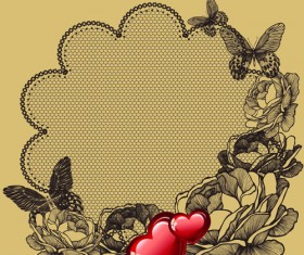 Hand drawn flower with butterfly background