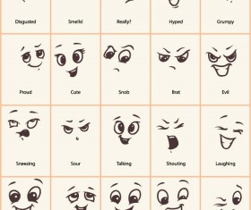 Hand drawn funny expressions vector icons