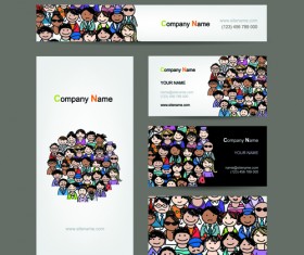 Hand drawn people business card vector