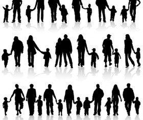Happiness family vector silhouettes