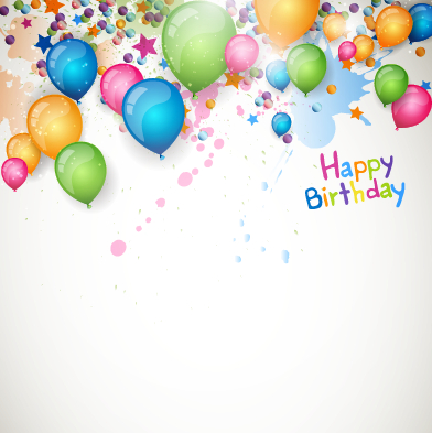 Happy birthday balloon grunge background vector graphics 01