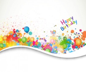 Happy birthday balloon grunge background vector graphics 02